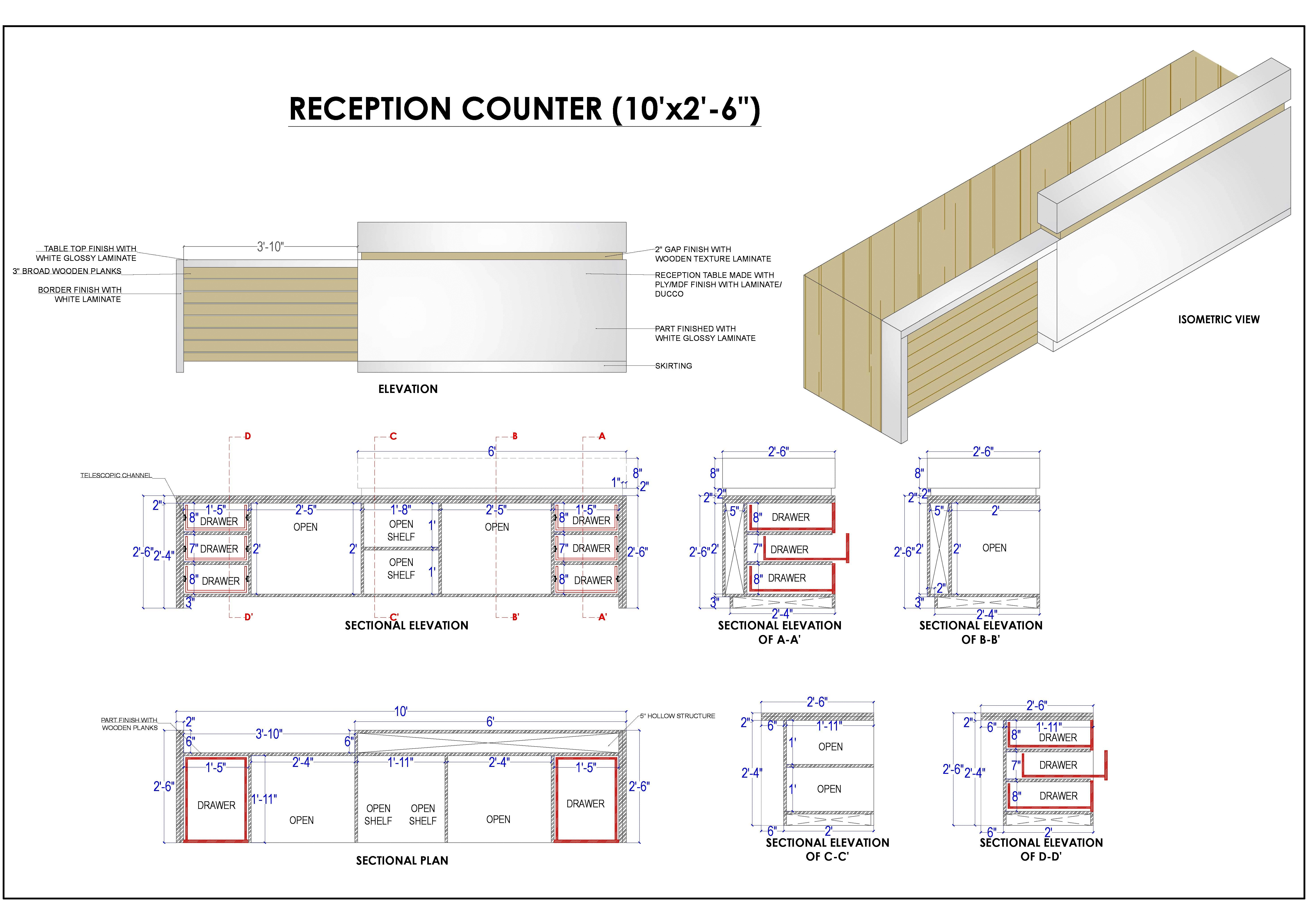 Modern Office Reception Desk DWG Files